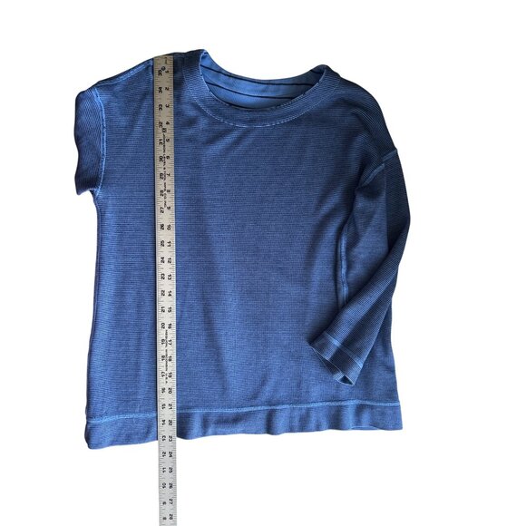 Lands End Reversible Blue Striped 3/4 Sleeve Top- Casual Everyday Size Small - Picture 7 of 7